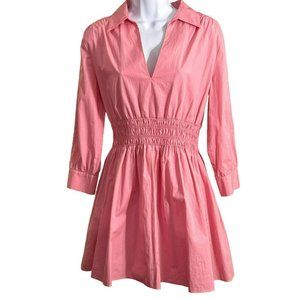 Zara women's Pink Long Sleeve Mini Dress Size Small Long Sleeve Collared Barbie